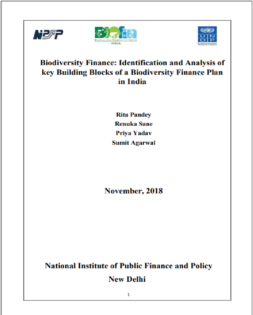BIOFIN-NIPFP Report India